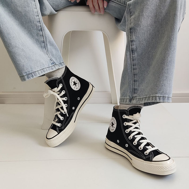 Converse 1970S Classic Three-Star Logo Black High-Top Canvas Shoes for Men and Women 162050C 162058C Converse 1970S Classic Three-Star Logo Black High-Top Canvas Shoes for Men and Women 162050C 162058C