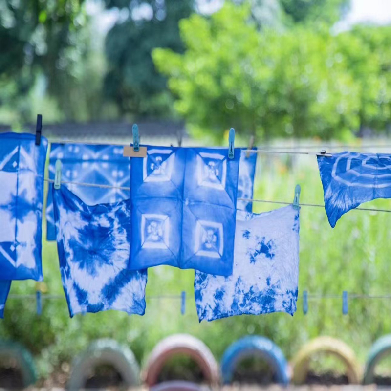 Intangible Cultural Heritage Tie-Dye Pure Cotton Square Scarf Turban Handkerchief Sweat Towel Unique Design DIY Material Cloth Sachet Fabric