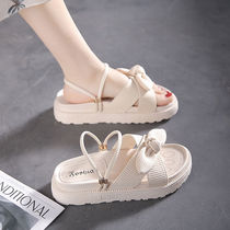 Huili two wear sandals female summer outside 2021 New ins tide with skirt thick bottom fairy wind student flat bottom