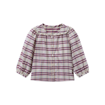 TeenieWeenie Kids 24 autumn new baby girl plaid lace lapel cotton shirt