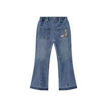 TeenieWeenie Kids Bear Childrens Clothing 24 Autumn New Girls Stretch Embroidered Micro-flared Jeans