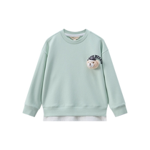 TeenieWeenie Kids Bear Childrens Wear 24 Autumn Fashionable Versatile Fake Two-piece Crew Neck Sweatshirt for Boys and Girls