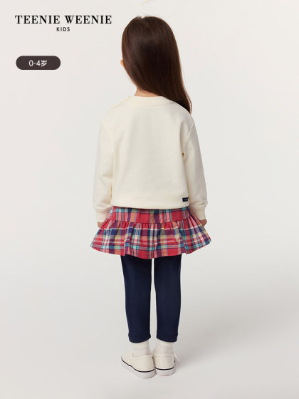 TeenieWeenie Kids小熊童装25年新款女宝宝学院格纹百褶打底裙裤