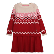 TeenieWeenie Kids Bear Childrens Clothing Girls 23 Years Early Spring Round Neck Jacquard Sweater Dress