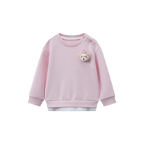 TeenieWeenie Kids Bear Childrens Clothing 24 Autumn New Female Baby Detachable Doll Fake Two-piece Round Neck Sweatshirt