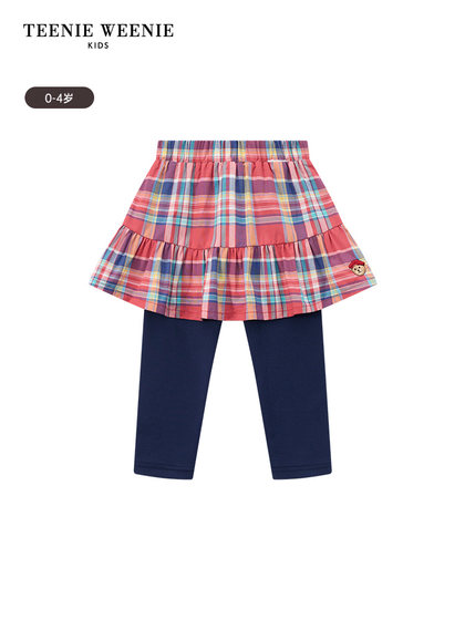 TeenieWeenie Kids小熊童装25年新款女宝宝学院格纹百褶打底裙裤