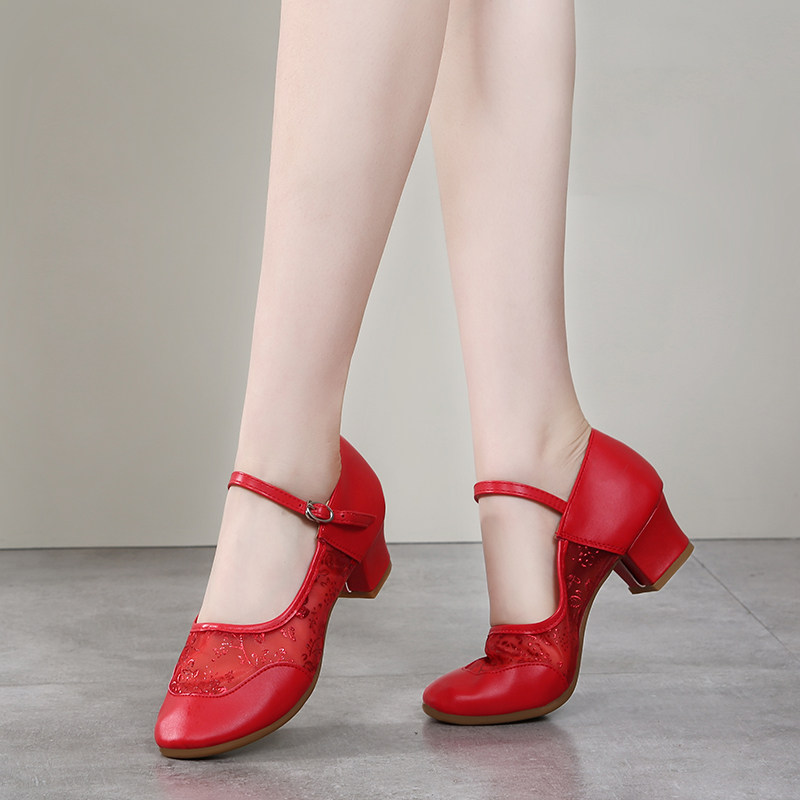 Square Dance Women's Shoes Summer Tennis Face Dancing Women's Shoes Socials Training Performances with Soft Bottom I Buckle Dance Shoes-Taobao