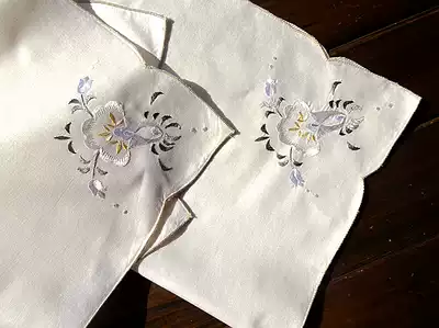 Foreign trade inventory pure cotton hand-embroidered handkerchief napkin large towel 42CM retro American country style rice bottom value-added