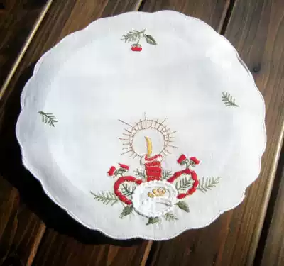 Foreign trade pure cotton boutique embroidery retro American fabric coaster vase pad 20CM 28CM blessing value