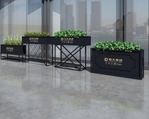 Balcony Café Sales Department Square Mobile Baking Lacquered Flowers Tan Custom Flower Pool Stainless Steel Iron Art Flower Box Real Estate