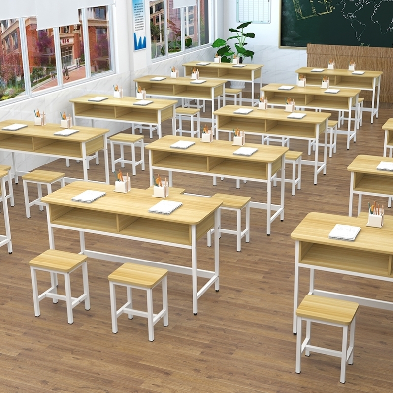 Meeting room children's home organization school tutoring class desks and chairs rounded corners adult solid wood simple double cram school