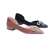 Toomanyshoes Womens Shoes New Heart-beating Offer Bow Diamond Decorated Commuting Pointed Toe Shoes