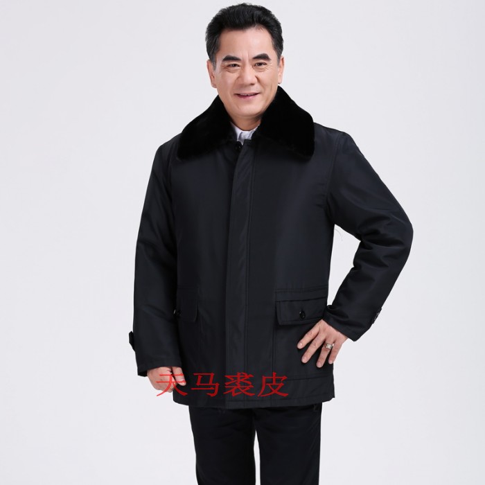 Áo len lông cừu dày dày cộng với lông cừu béo nam da nam cộng với áo nhung bố mùa đông bắc Thiểm Tây áo khoác nam kaki