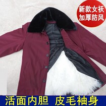 Fur one-piece womens coat sheepskin coat Womens wool coat thickened middle-aged fur coat Womens autumn and winter leather