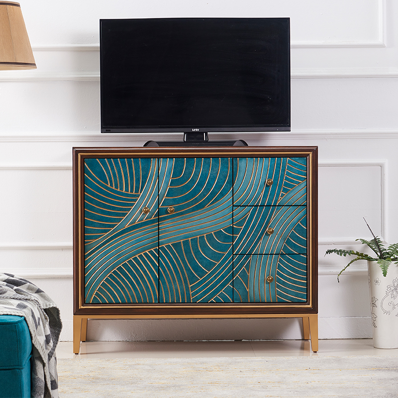 New Chinese bucket cabinet light luxury wind porch cabinet shoe cabinet into hall partition cabinet solid wood sideboard living room locker