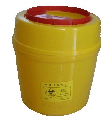 圆形锐器盒黄色2/4/6L利器盒医院用针筒针头科室诊所塑料收纳桶罐