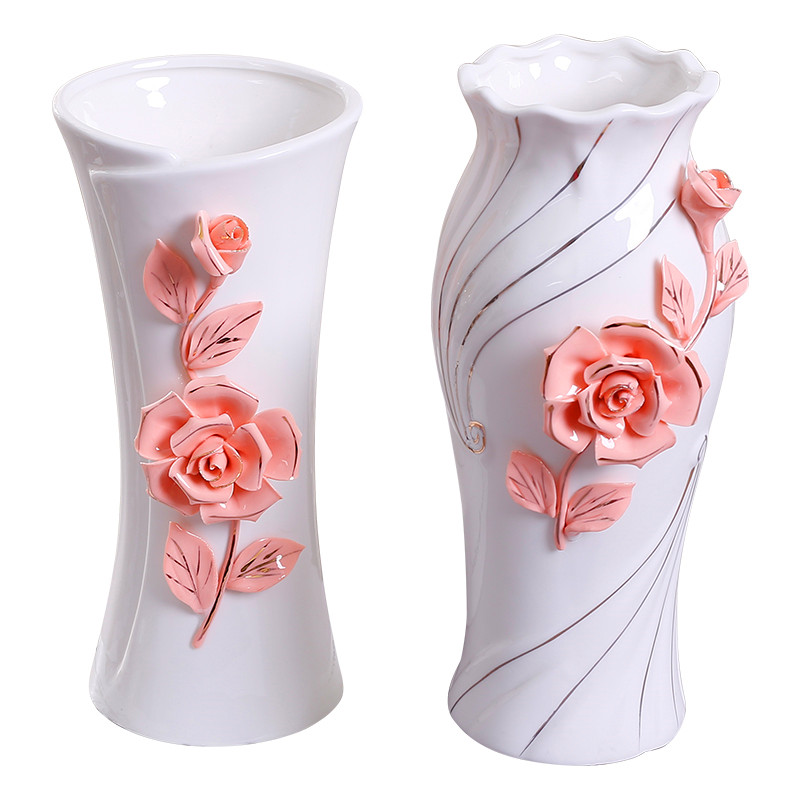 Ceramic white large yards embellish household vase flower arranging lucky bamboo flower vase living room TV ark, water table