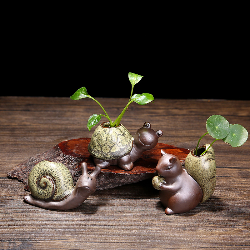 To embellish the mini small imitation stone flower pot coarse pottery nonporous retro flower vase move bag mail hydroponic the plants