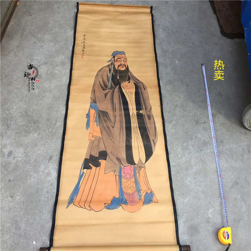 Antique old calligraphy and painting Chinese painting celebrity landscape painting living room office decoration middle hall painting scroll painting collection Confucius