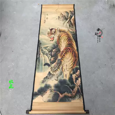 Antique old calligraphy and painting Chinese painting Ancient painting Celebrity calligraphy Landscape character painting Living room office decoration painting Mountain tiger