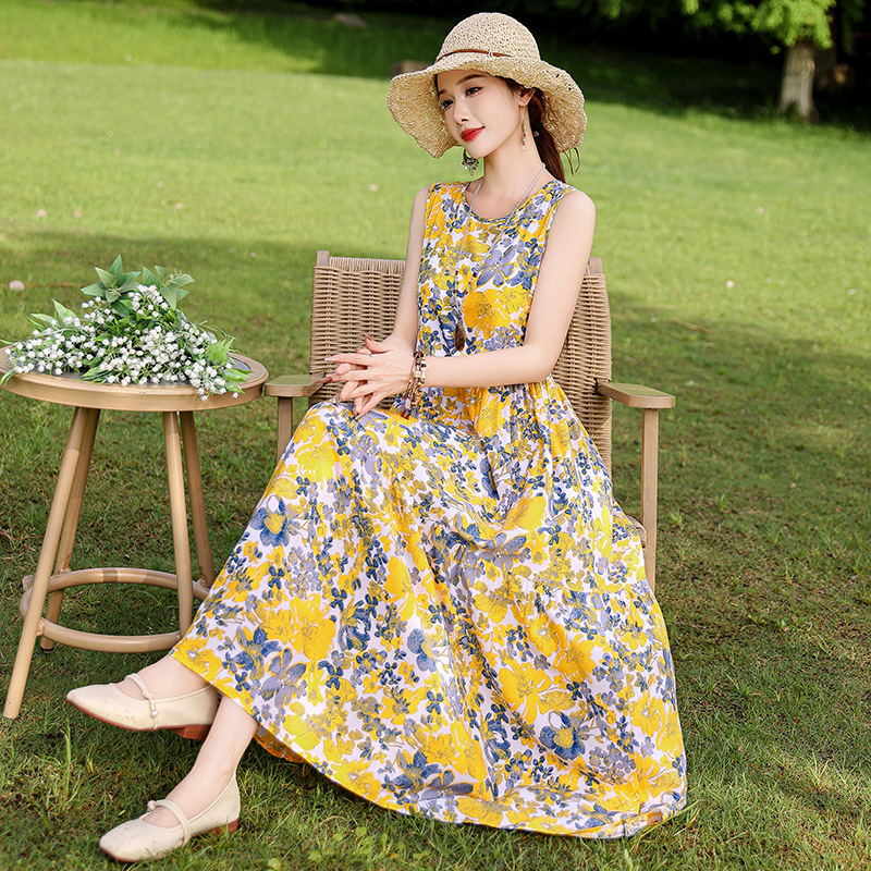 Guangdong Guangzhou Shisanxing Cotton Silk Dress for Women 2026 New Trendy Bohemian Beach Dress Long Dress Summer Guangdong Guangzhou Shisanxing Cotton Silk Dress for Women 2026 New Trendy Bohemian Beach Dress Long Dress Summer