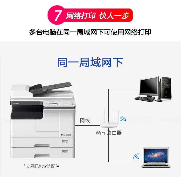 Máy in màu đen và trắng Toshiba 2303AM máy in laser A3 a4 quét màu MFP - Máy photocopy đa chức năng 	máy photocopy và in