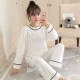 Bộ đồ ngủ mùa thu đông nữ dài tay cotton thuần phong cách hàn quốc tươi sinh viên thời trang đơn giản mùa xuân và mùa thu dịch vụ ở nhà phù hợp với mùa đông và mùa hè - Cha mẹ và con