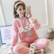 Coral Fleece Homewear Nữ Thu Đông Dày Dầy Hàn Quốc Ngọt Ngào và Dễ Thương Bộ Đồ Ngủ Nữ Có Thể Mặc Bên Ngoài - Cha mẹ và con