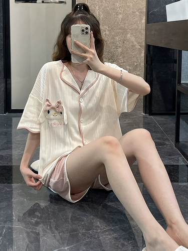 Пижама, топ с чашечками, мультяшный противоударный комплект, 3 предмета, 2025 года, короткий рукав