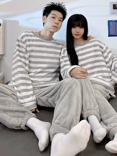 Демисезонная коралловая бархатная брендовая пижама для отдыха для влюбленных, фланелевый комплект