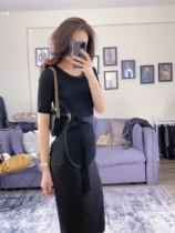 Qiao Qiao DU home design cold slippery high-elastic mercerized cotton strap with waist side open fork top spot