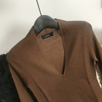 Qiao Qiao DU home design Italian imported wool yarn V-collar slim top BI buy