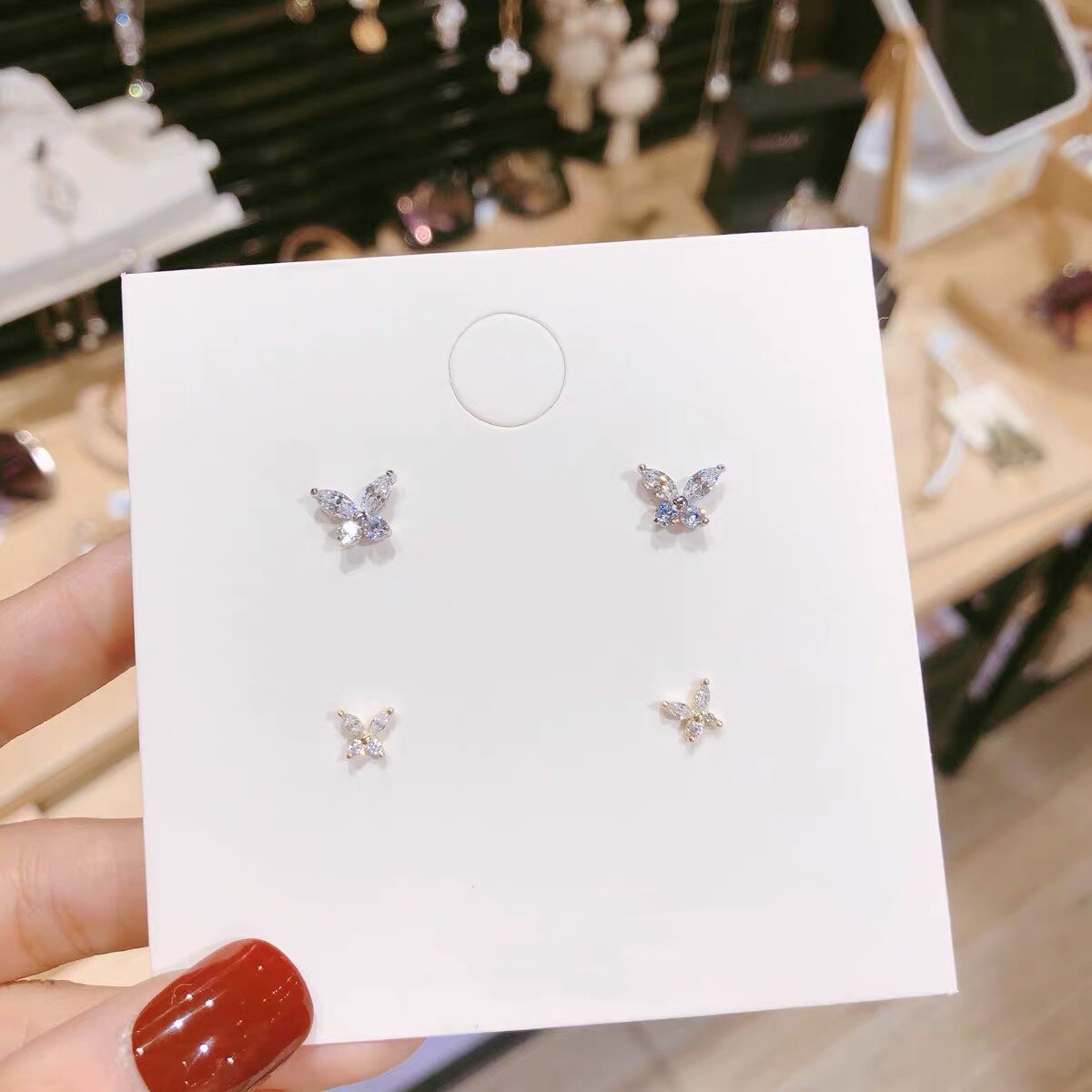 Sterling Silver Butterfly Floral Stud Earrings 2021 New Fairy Gentle Side Ear Bone Earrings Advanced Design Hypoallergenic