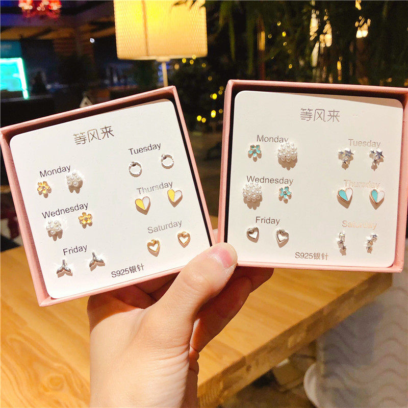 Pure silver girl heart in the new tide 2020 new tide superfaith fine and minimal summer fresh and bright earrings