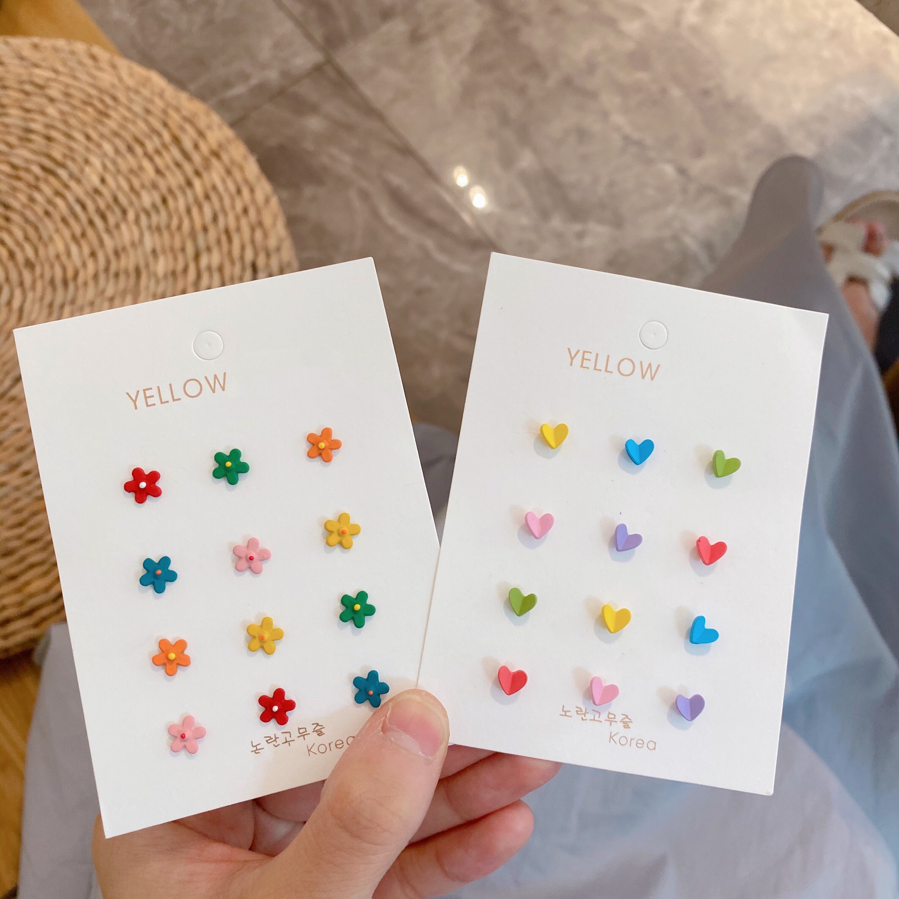 Sterling Silver One Week Candy Color Small Earrings Set 2021 New Fashion Simple Small Cute Fresh Versatile Earrings