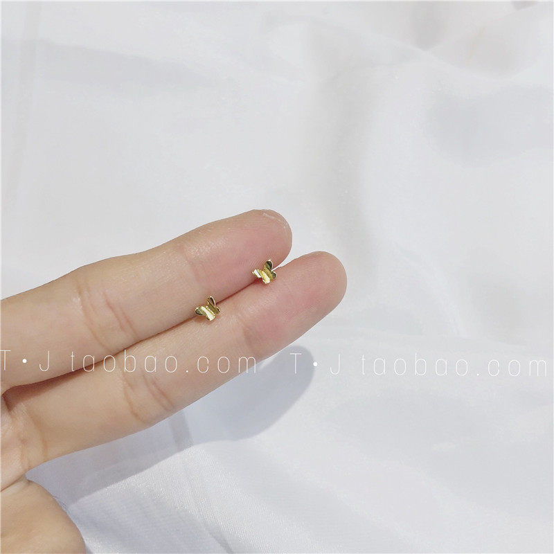 14K gold small butterfly pure silver ear nail female Jane about small 2021 pop student fresher and cold and windy ear earrings-Taobao