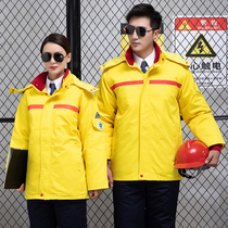 Winter oilfield thickened anti-static cotton clothes Gas station cold coat overalls cotton clothes factory workshop labor insurance clothes men