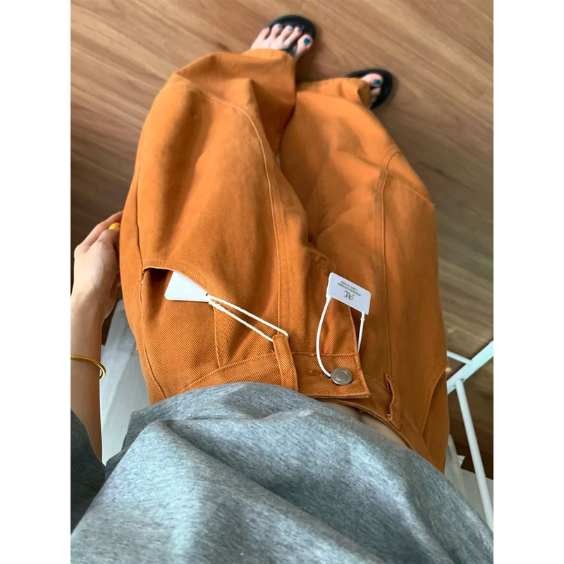 Dopamine Orange Pants for Women, Summer Curved Wide-Leg Pants, Plus-Size Designer Workwear Jeans, Pear-Shaped Flattering Pants Dopamine Orange Pants for Women, Summer Curved Wide-Leg Pants, Plus-Size Designer Workwear Jeans, Pear-Shaped Flattering Pants
