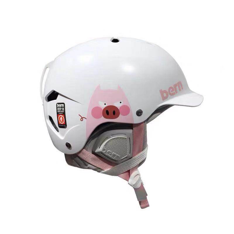 Anshan Pole speed bern ski safety helmet TEAMwatts ultra light lovers Cute Cute Cute pink Black Pig Years