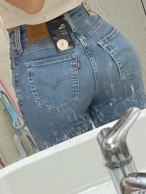 Authentic Levis 726 Flare Light Blue High-Waisted Straight-Leg Slightly Flared Women's Jeans A3410-0012