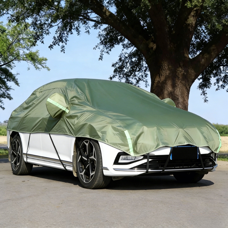 Car Cover Half-Cover, Thickened Oxford Cloth, Sun Protection, Rainproof, Heat Insulation, Sunshade, Suitable for All Seasons, Anti-Frost and Snow