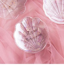Magic color Shell Glass letter plate hermit crab food basin pearl ornaments photo props dream ins Wind