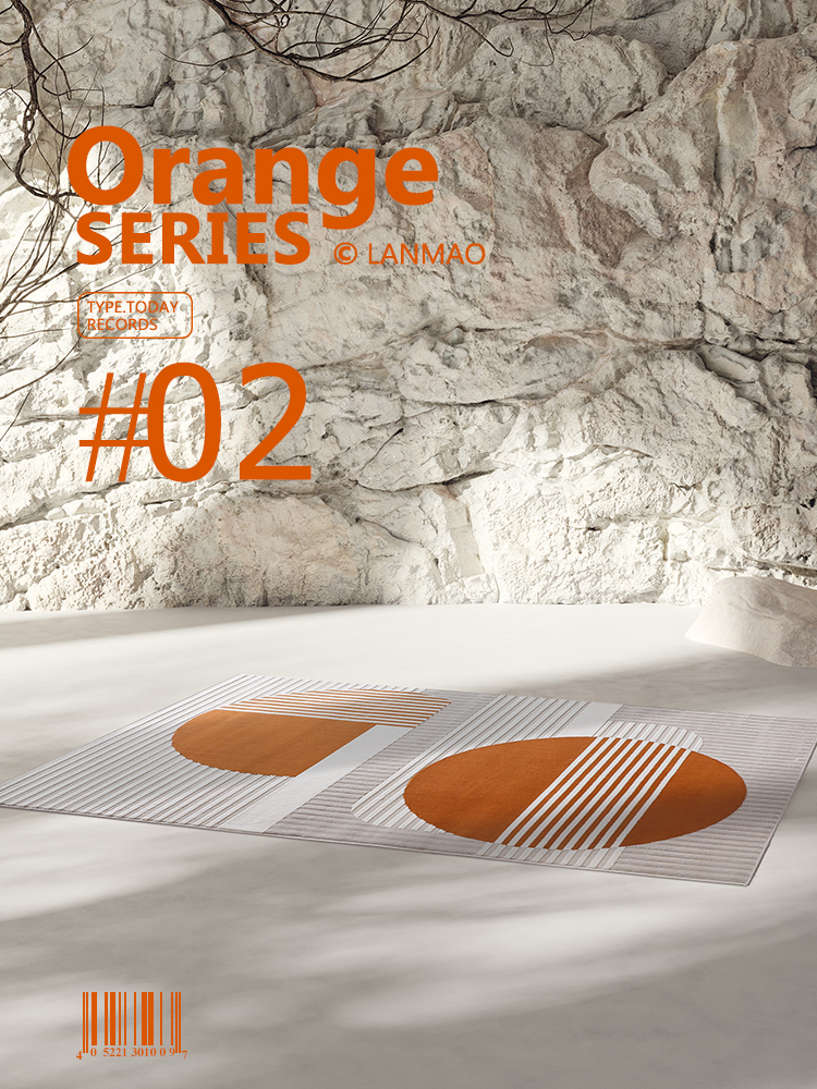 Lazy cat Nordic light luxury modern designer trend line orange living room carpet blended minimalist sofa coffee table cushion