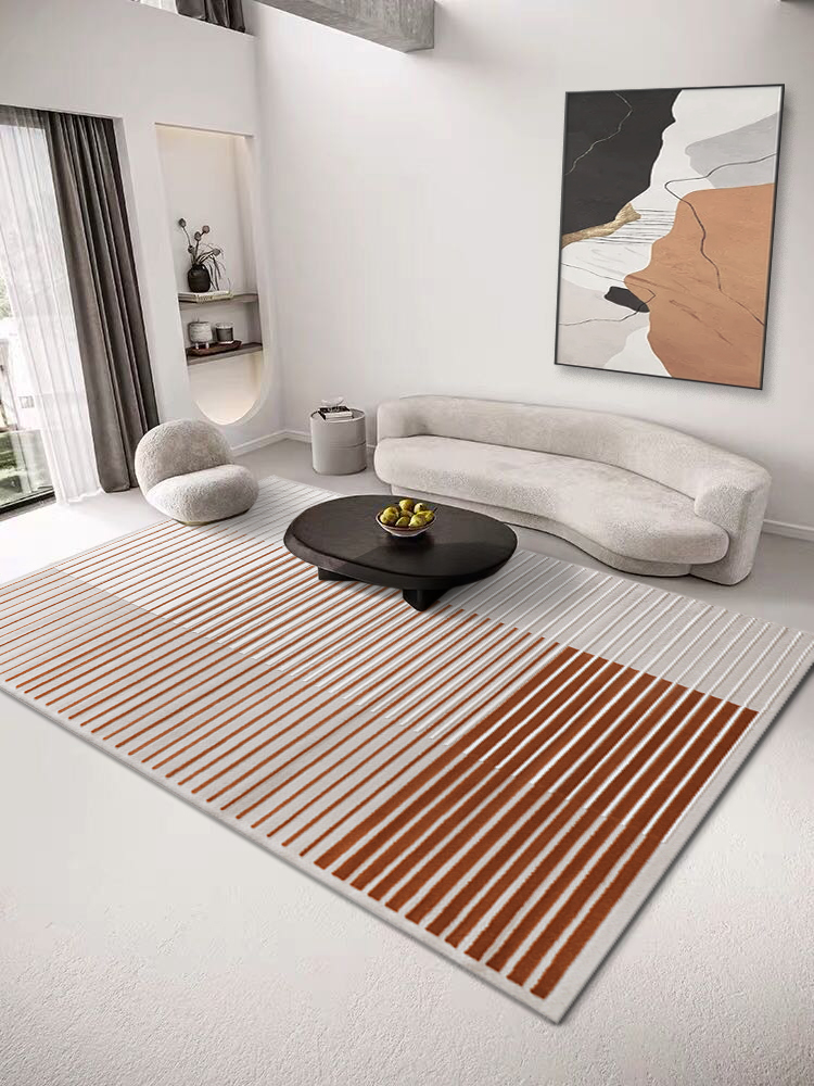 Lazy cat bright orange original Nordic living room carpet line INS style minimalist modern bedroom floor mat coffee table blanket