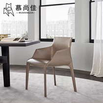 Nordic Light Luxury High-end Home Dining Chair Modern Minimalist Backrest Armchair Hotel Leather Casual Chair Mesh Red Seat