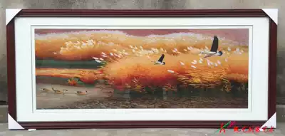 Suzhou embroidery hanging painting large living room hanging painting Reed duck crane handmade embroidery boutique hanging painting Reed