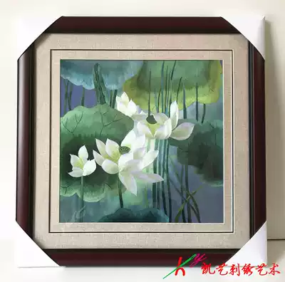 Hand embroidery boutique lotus living room bedroom hanging painting Su embroidery finished hanging painting lotus silk thread embroidery afed51ce-5