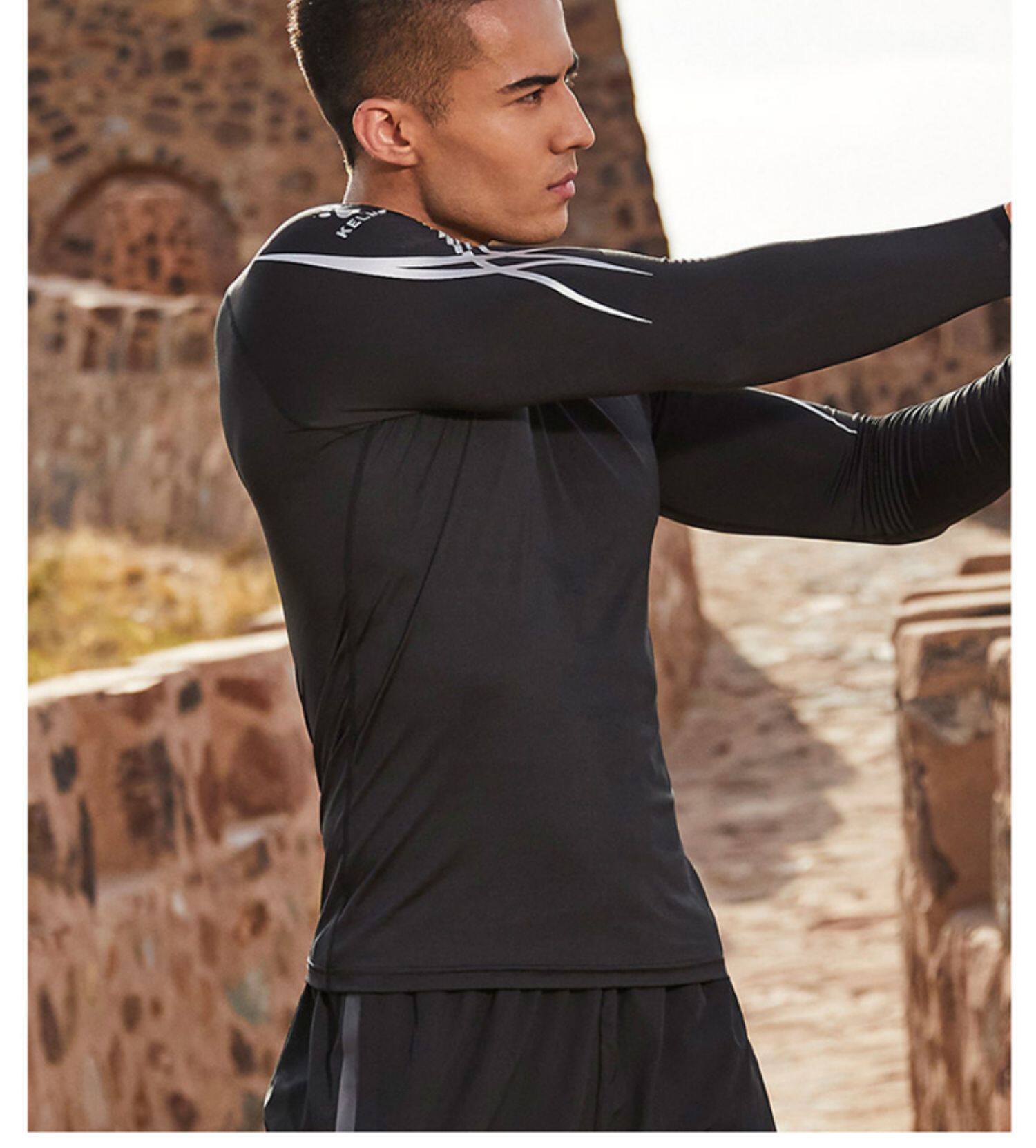 Спортивный базовый футбольный лонгслив, быстросохнущая футболка для тренировок для спортзала, в обтяжку     