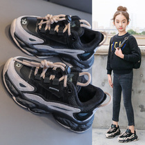 Girls sports shoes 2021 Spring and Autumn new childrens father shoes big childrens net shoes girls shoes autumn trend