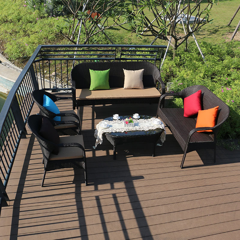 Outdoor furniture leisure sofa tea table combination courtyard balcony reception three outdoor rattan table and chair combination